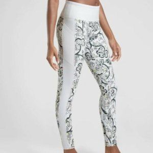 Athleta Affirmation 7/8 White Floral Leggings Tight SIZE XS